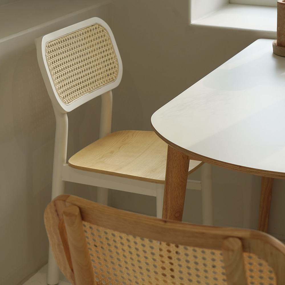 자야캠핑 카야니 천연 원목 카페 라탄 식탁 의자 4COLOR