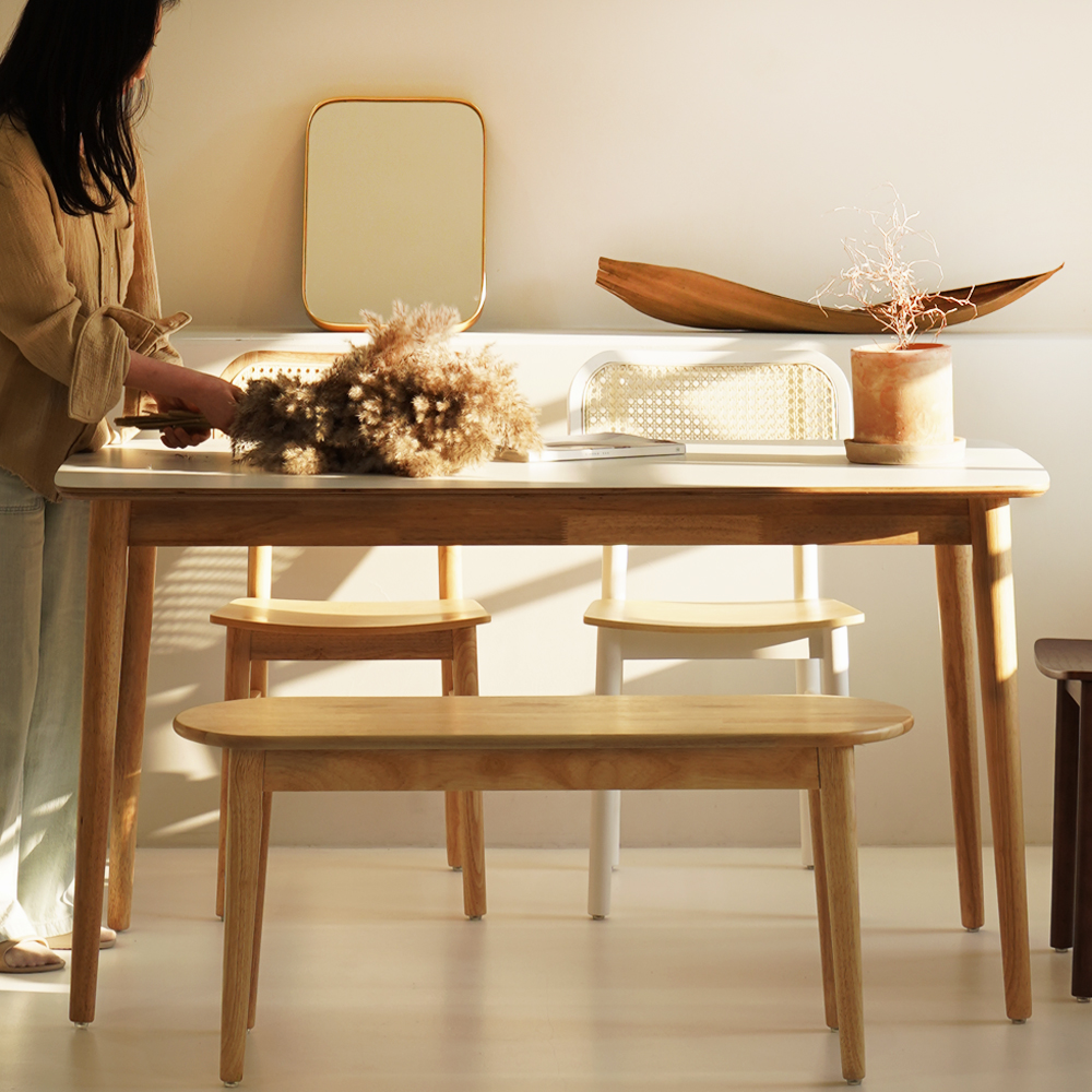 자야캠핑 카야니 양면 HPM 유칼립투스 원목 직사각 4인용 식탁 테이블 1400