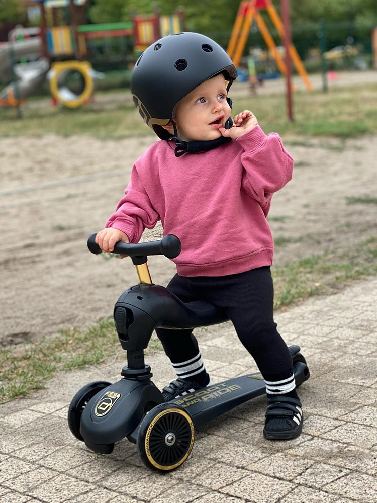 스쿳앤라이드 킥1(블랙골드)+헬멧S 세트 유아킥보드 2in1 어린이 씽씽카