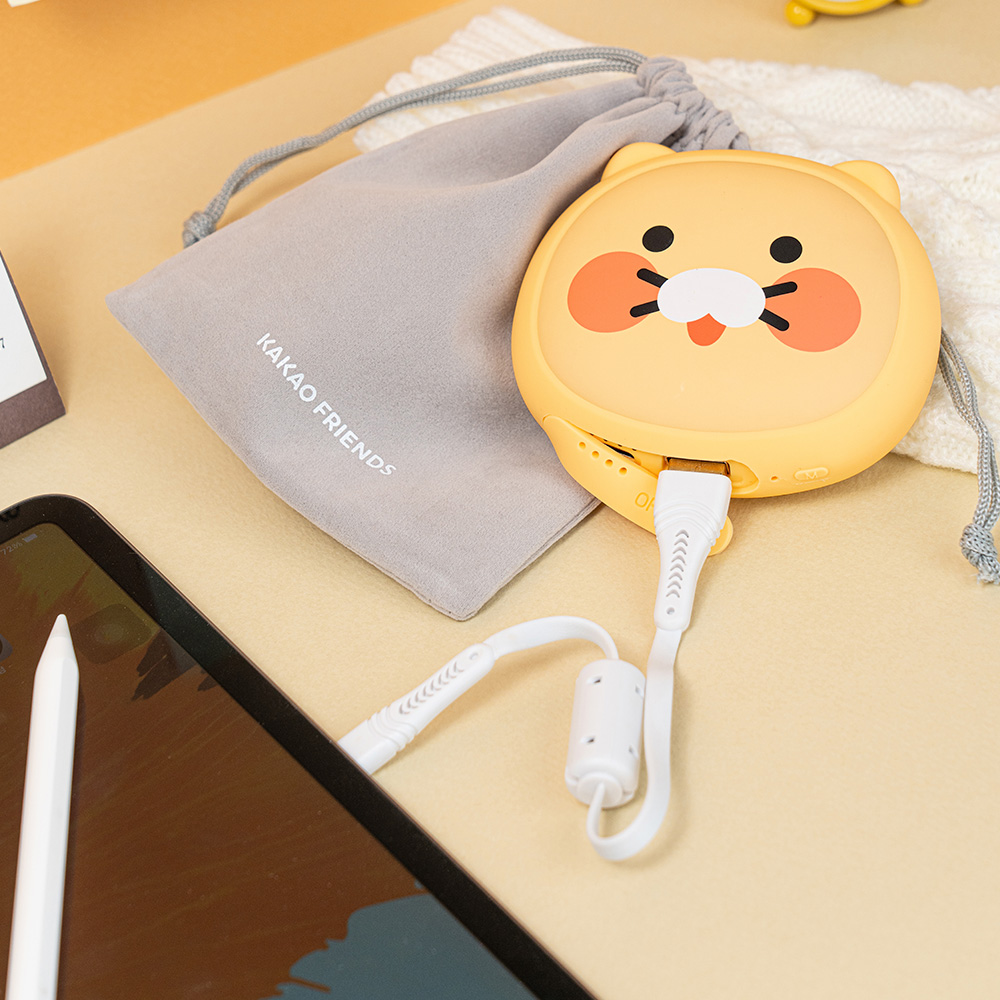 카카오프렌즈 얼굴형 손난로 보조배터리 C타입 충전 5000mAh, 핑크 후드 춘식이 - 상세 이미지 4
