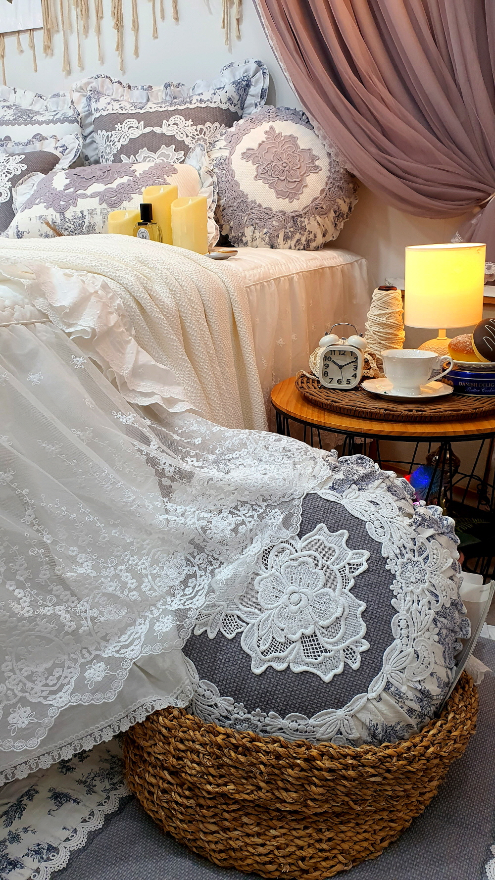 레이스 라지킹 침대스커트 베드스커트맞춤 돌침대커버