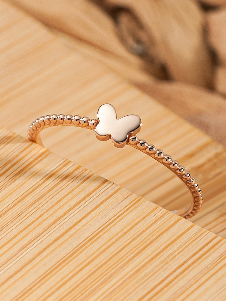 14K18K 델로살랑 나비 여자 금반지 데일리 심플 볼볼 포인트