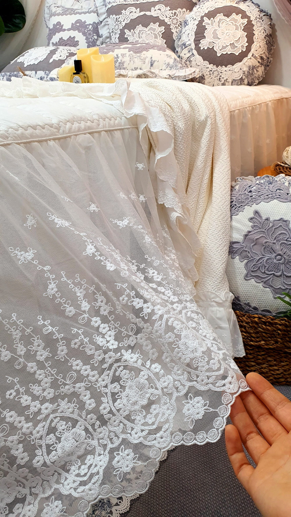레이스 라지킹 침대스커트 베드스커트맞춤 돌침대커버