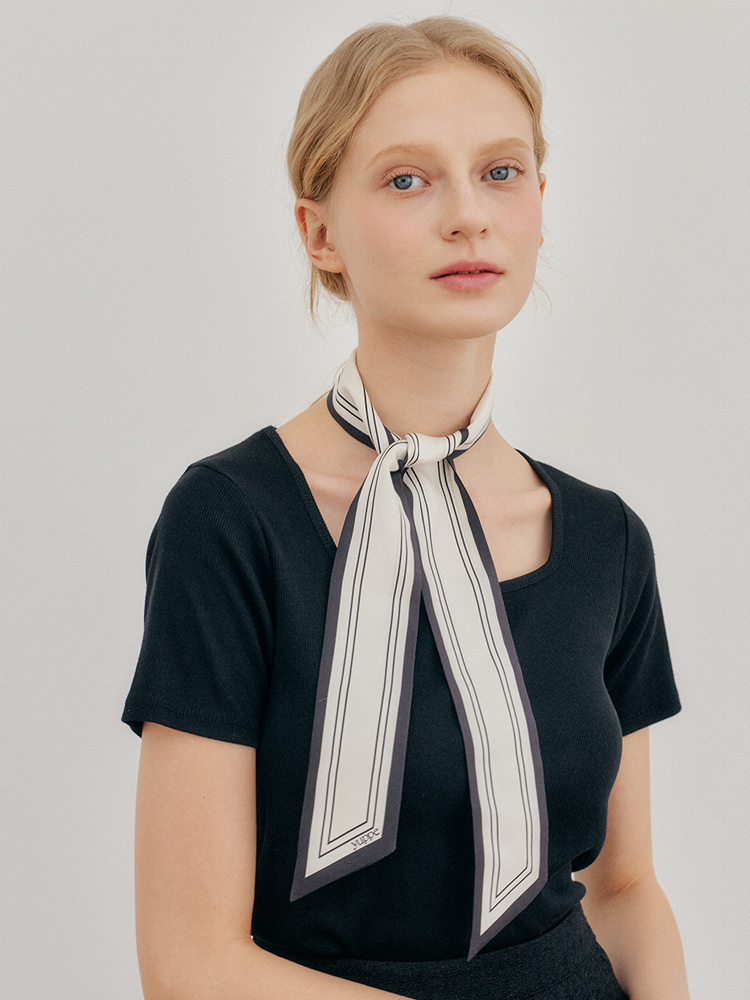 LINE TWILLY SCARF_BLACK - 상세 이미지 3