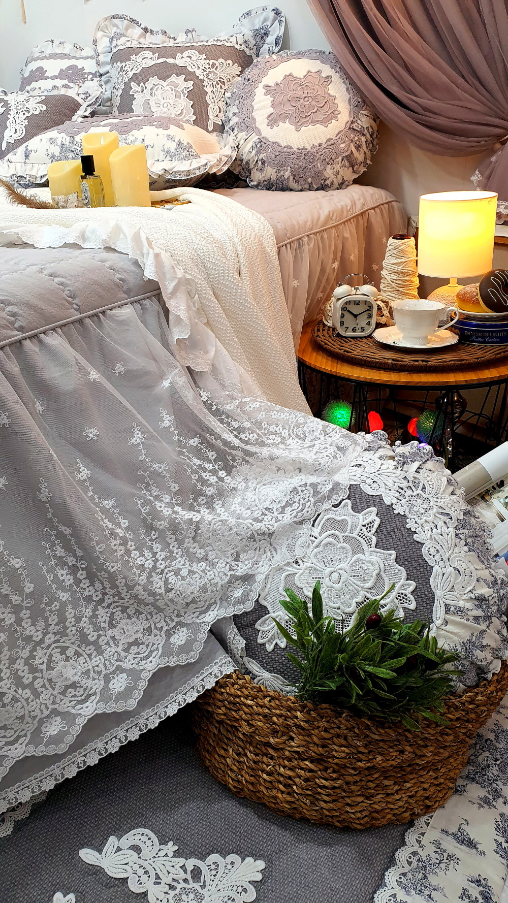 레이스 라지킹 침대스커트 베드스커트맞춤 돌침대커버