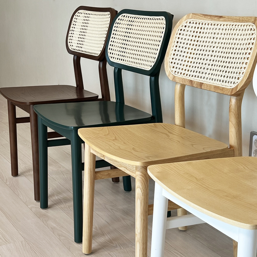 자야캠핑 카야니 천연 원목 카페 라탄 식탁 의자 4COLOR