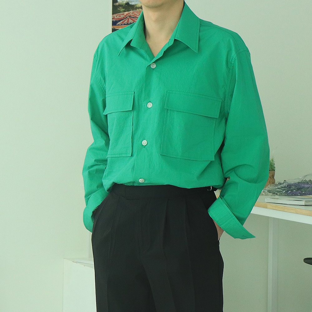 남자셔츠 바이오워싱 남성남방 크롭 남자오버핏셔츠 이미지 3
