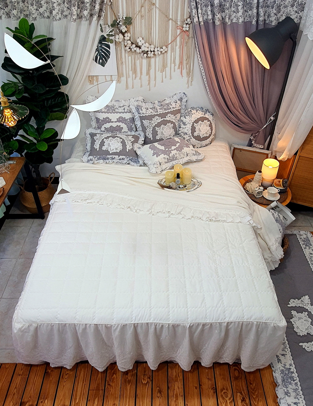 레이스 라지킹 침대스커트 베드스커트맞춤 돌침대커버