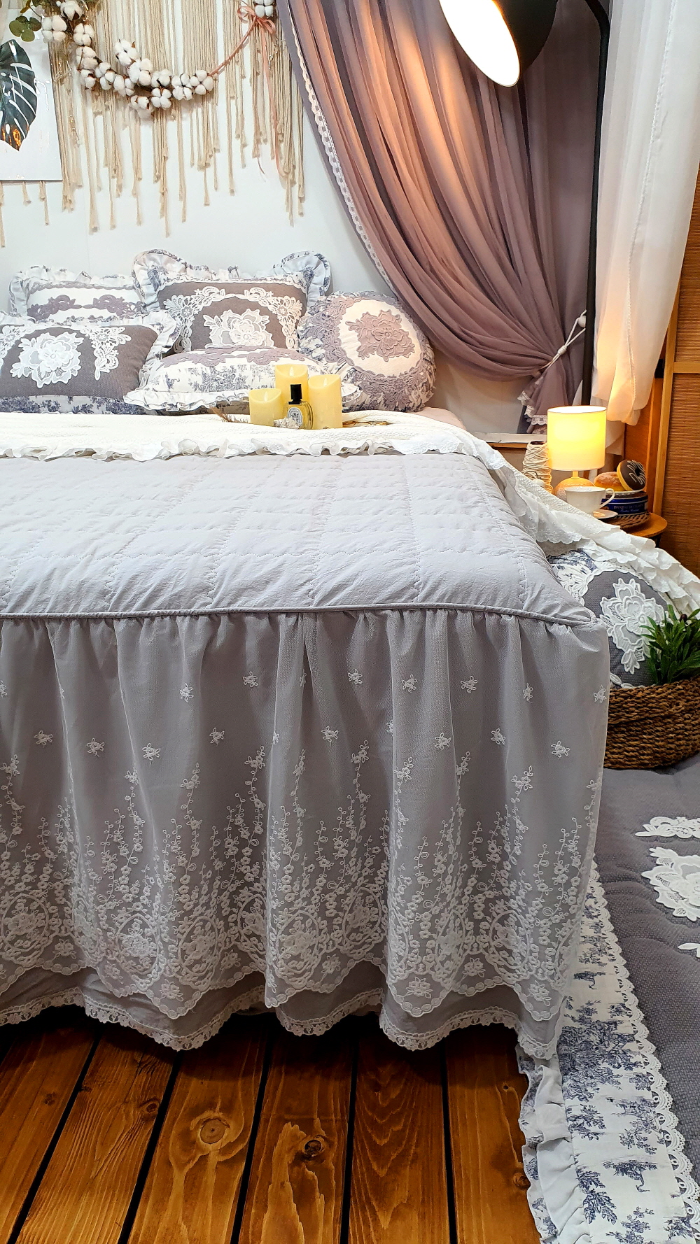 레이스 라지킹 침대스커트 베드스커트맞춤 돌침대커버