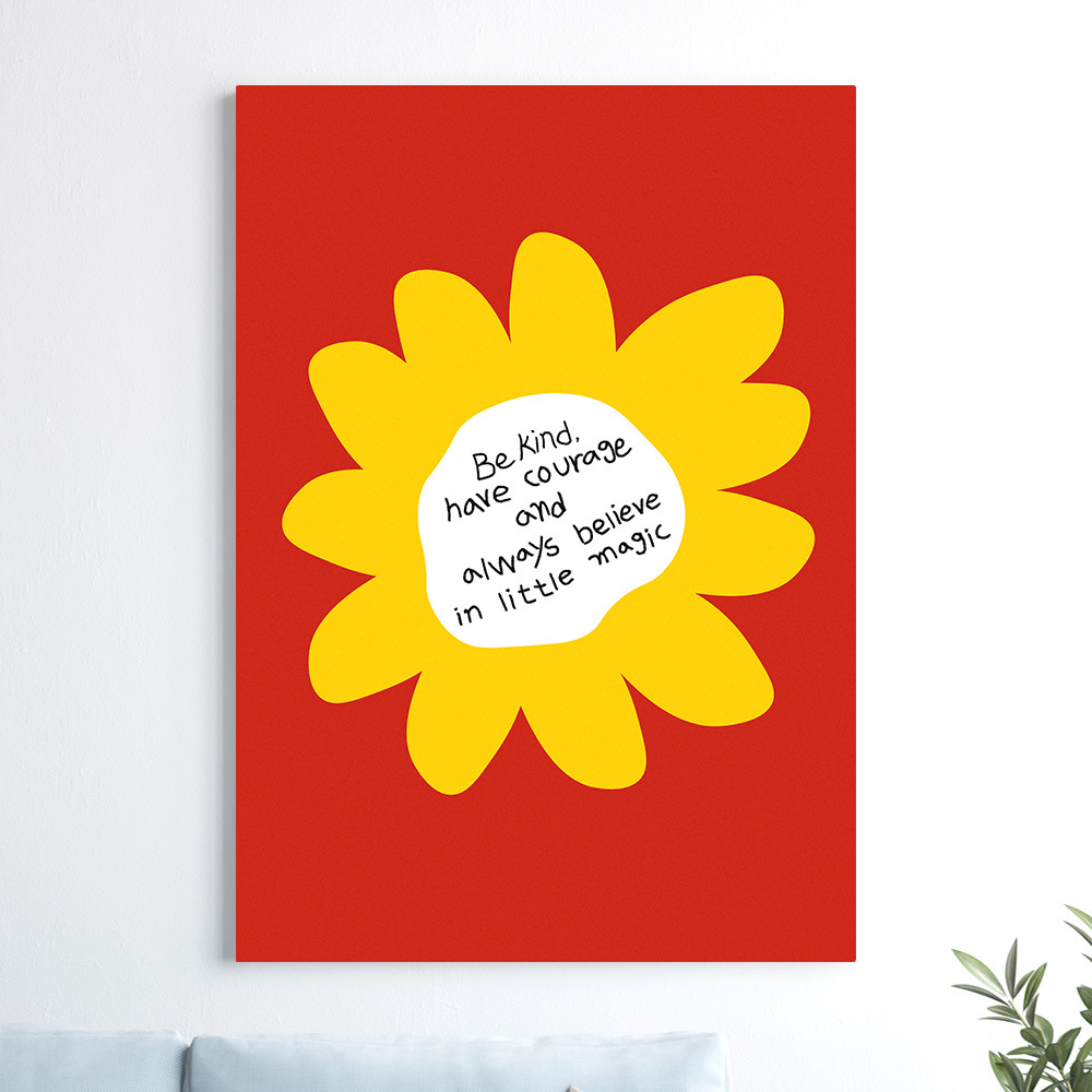 해바라기 그림 액자 일러스트 Red 포스터 A4