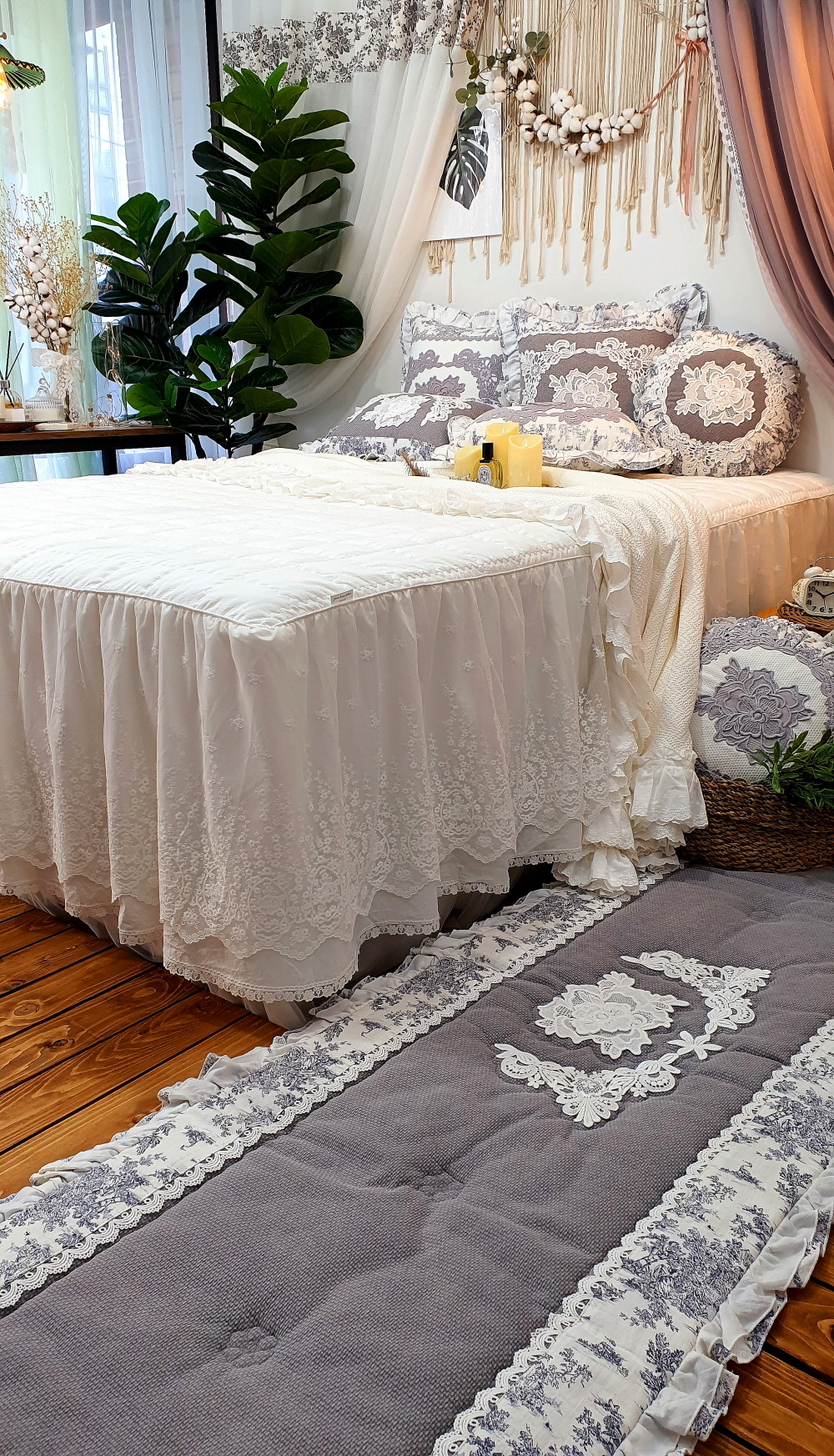 레이스 라지킹 침대스커트 베드스커트맞춤 돌침대커버