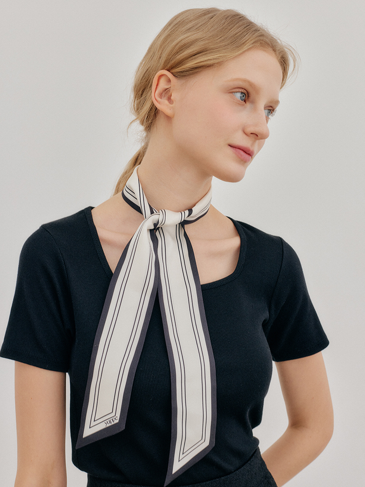 LINE TWILLY SCARF_BLACK - 메인 이미지