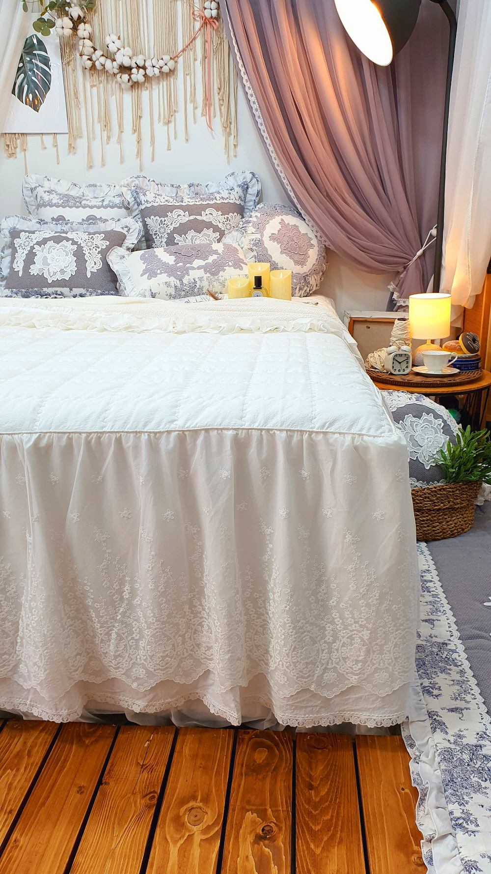 레이스 라지킹 침대스커트 베드스커트맞춤 돌침대커버