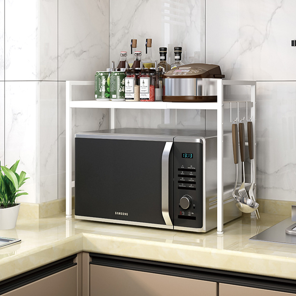 우건 길이조절 가능한 렌지대 선반 오븐 에어프라이기 랙 수납장 전자렌지대