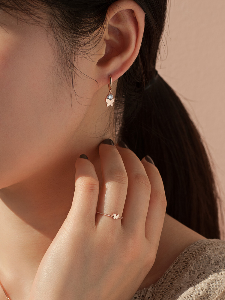 14K18K 델로살랑 나비 여자 금반지 데일리 심플 볼볼 포인트 이미지 6