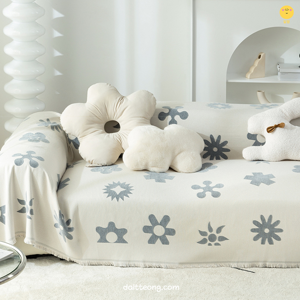 달떵 양면 패턴 쇼파 커버 천갈이 덮개 패드 거실 커버링 돌 패브릭130x180