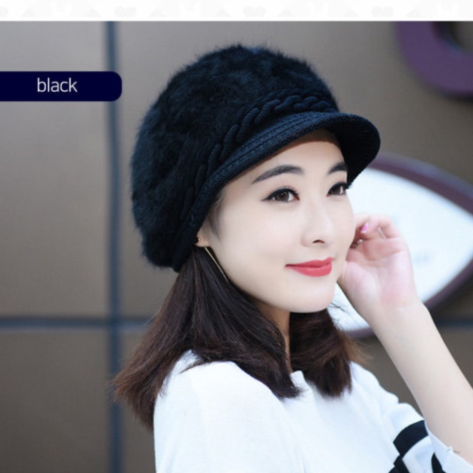 앙고라버킷햇 중년여성털모자 할머니겨울모자 - 상세 이미지 3
