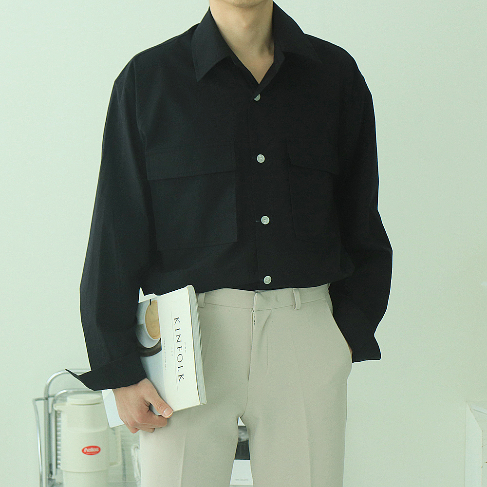 남자셔츠 바이오워싱 남성남방 크롭 남자오버핏셔츠 이미지 4