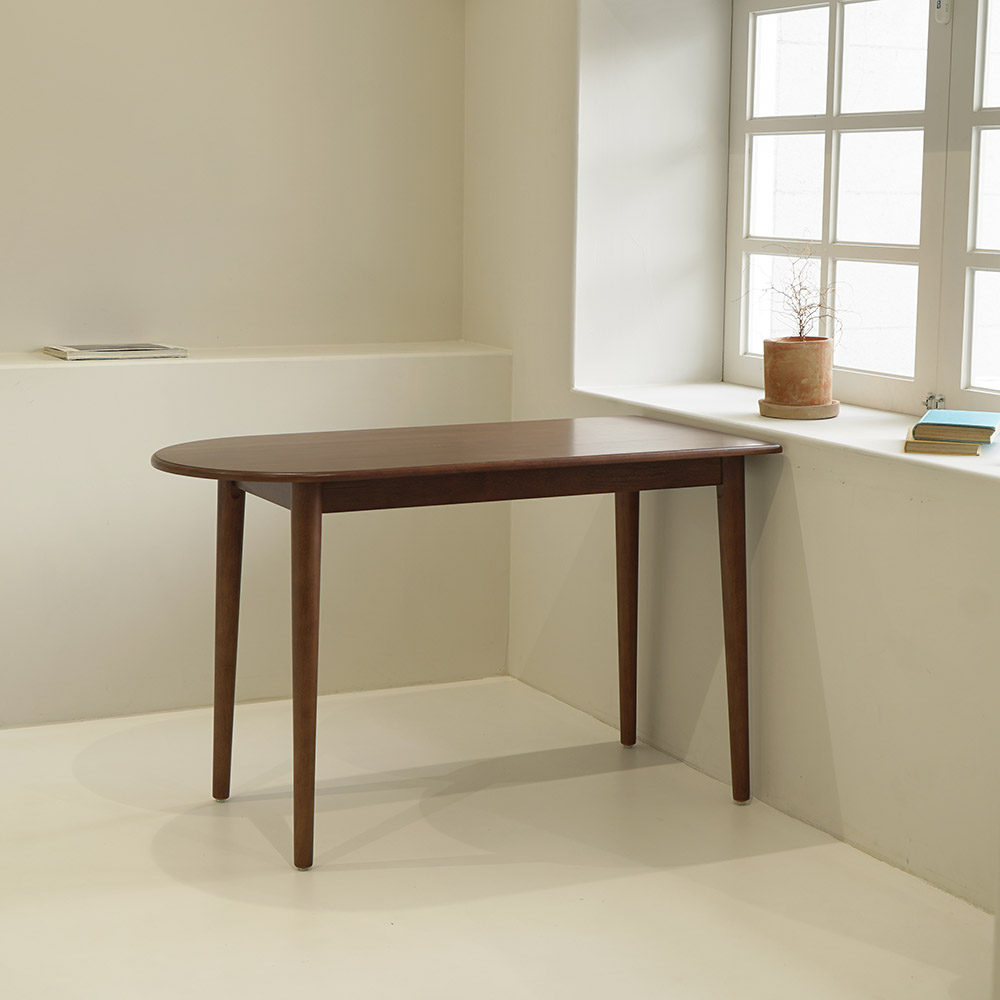 자야캠핑 포르보 월넛 원목 반타원형 2인 4인 식탁 카페 테이블 1200