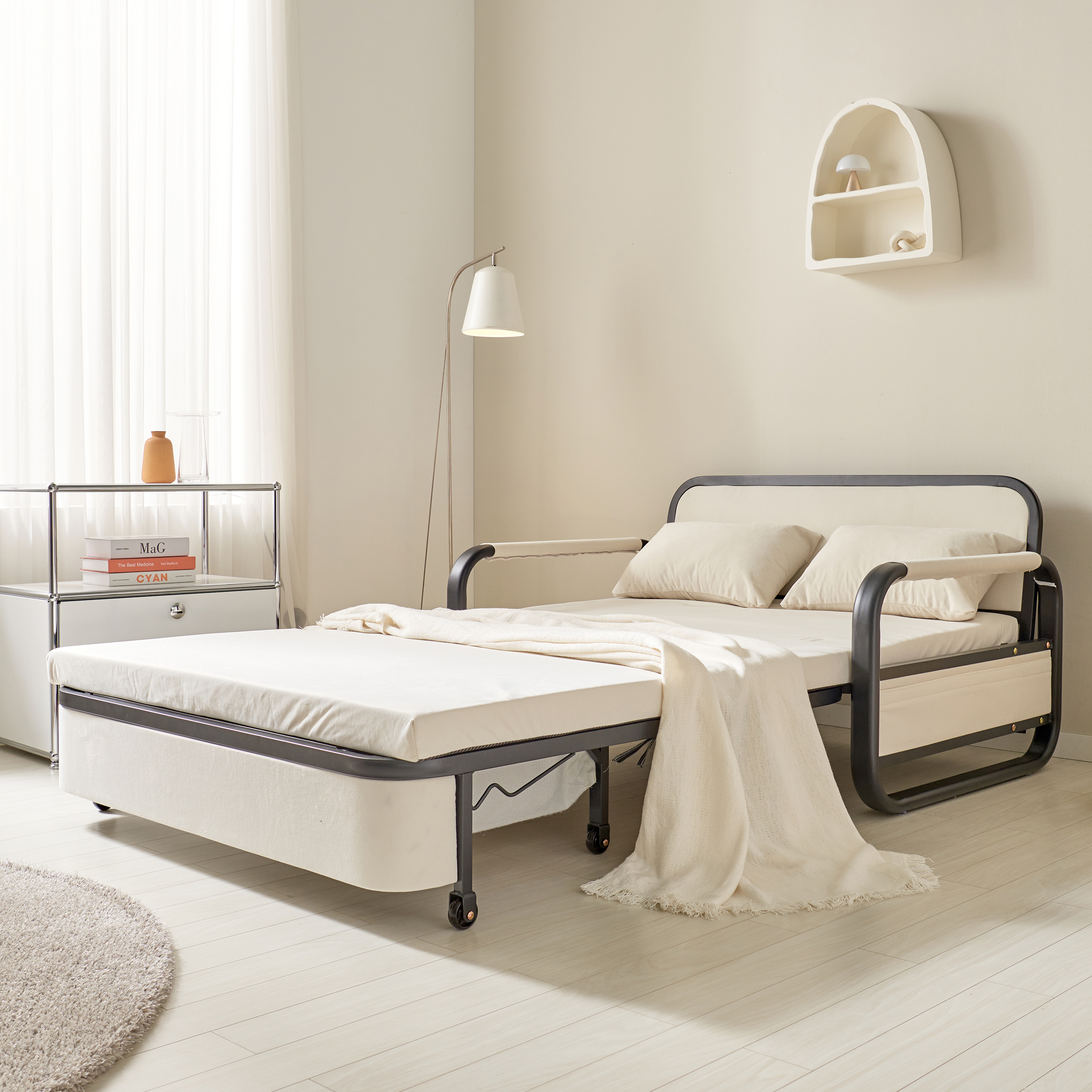 서광퍼니처 오뜨 1인 수납형 패브릭 원룸 소파베드 매트리스 간이 접이식 침대 sk