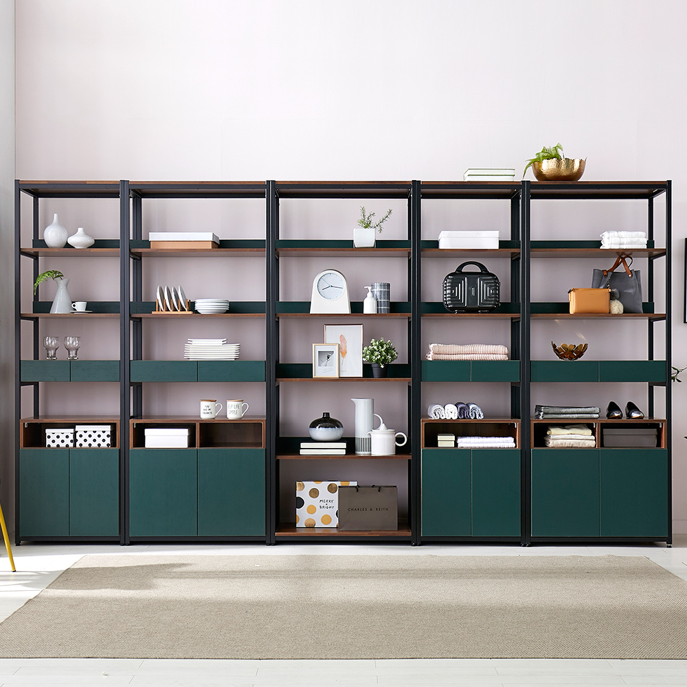 빌트라인 진열장 5단 장식 선반 거실 서재 철제