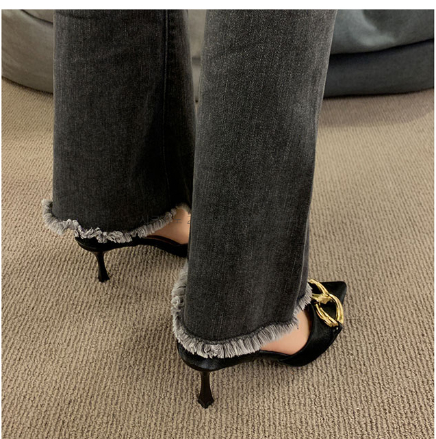 프니체 8cm 체인 사이드오픈 스틸레토 하이힐 2color 상세 이미지 6