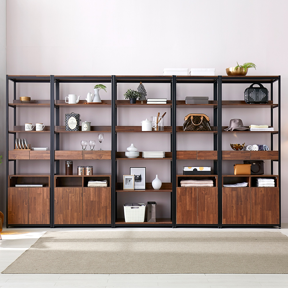 빌트라인 진열장 5단 장식 선반 거실 서재 철제