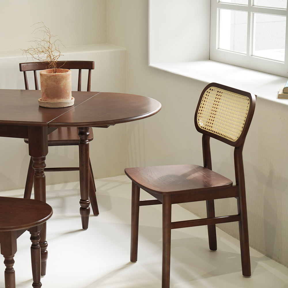 자야캠핑 카야니 천연 원목 카페 라탄 식탁 의자 월넛