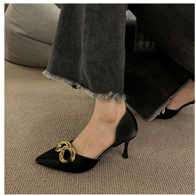 프니체 8cm 체인 사이드오픈 스틸레토 하이힐 2color 상세 이미지 11