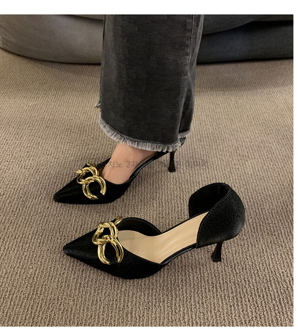프니체 8cm 체인 사이드오픈 스틸레토 하이힐 2color 상세 이미지 5
