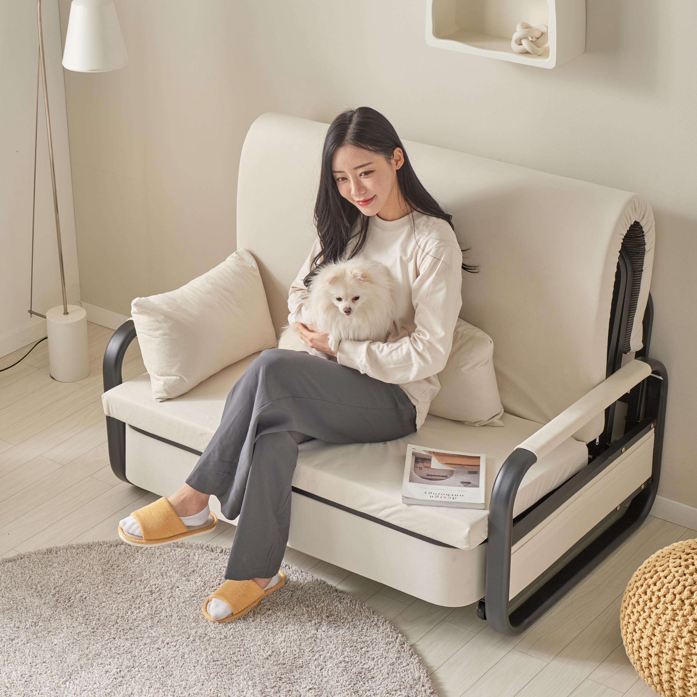 서광퍼니처 오뜨 1인 수납형 패브릭 원룸 소파베드 매트리스 간이 접이식 침대 sk