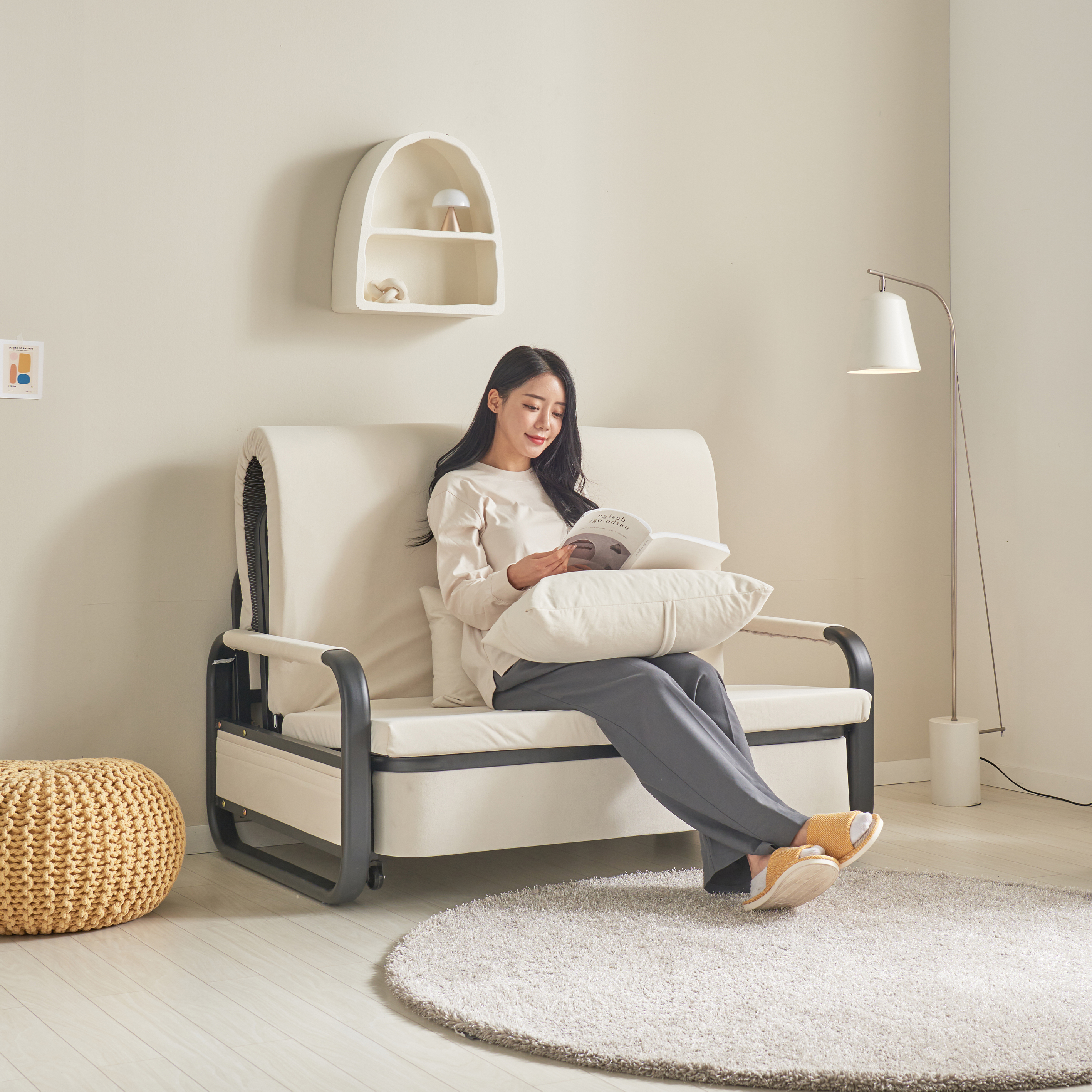 서광퍼니처 오뜨 1인 수납형 패브릭 소파 베드 간이 접이식 침대 sk