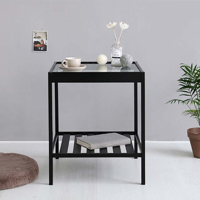 원목 강화유리 투명 테이블 거실 커피 테이블