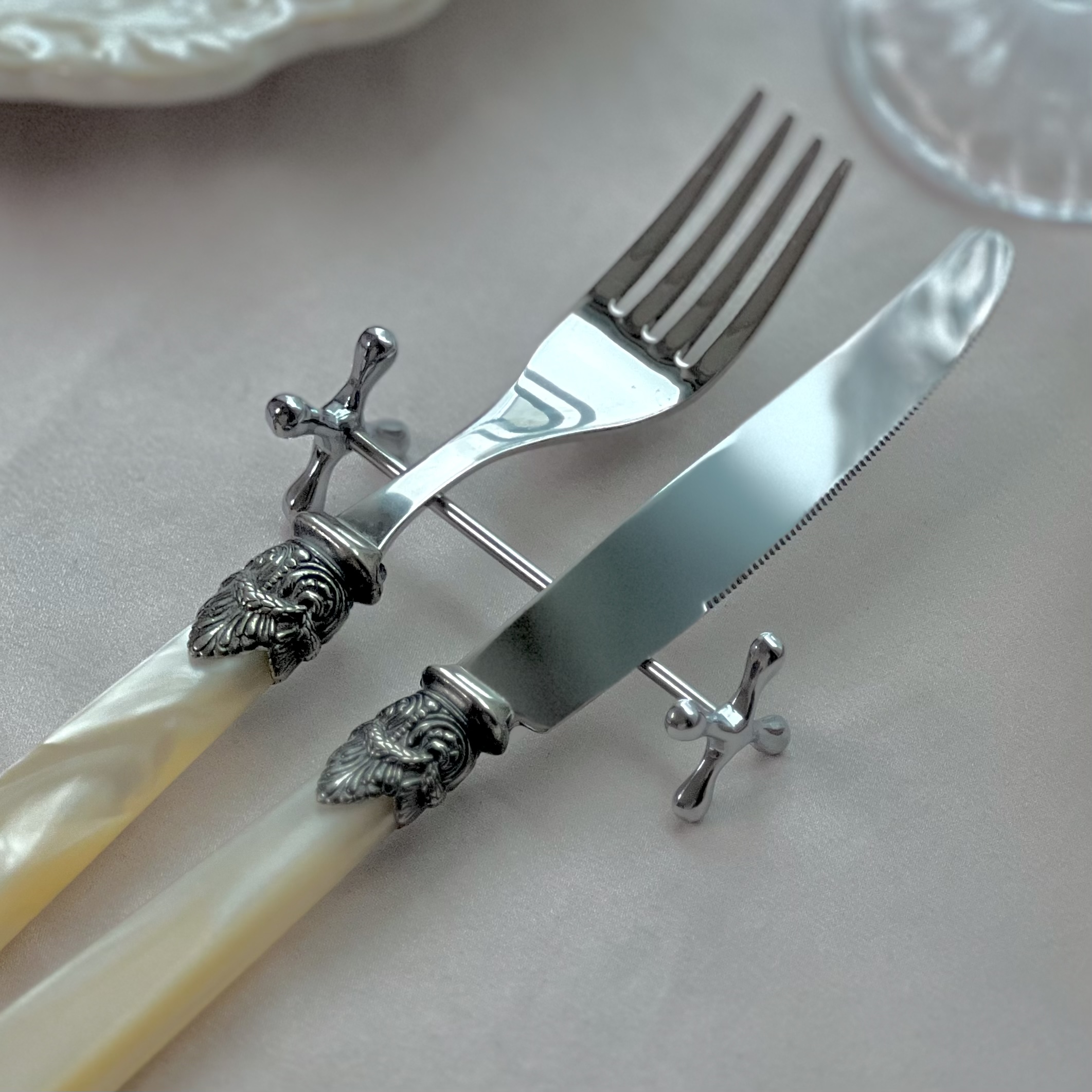 스텐 덤벨 수저 젓가락 숟가락 받침 커트러리 크로스 받침대 레스트 실버 받침대 미듐 8cm 1개 - 상세 이미지 3