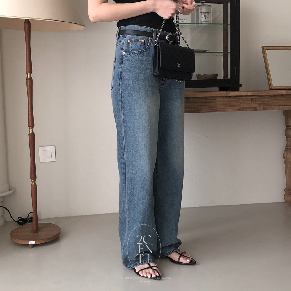 디파트 빈티지 중청 와이드 데님팬츠 이미지 4