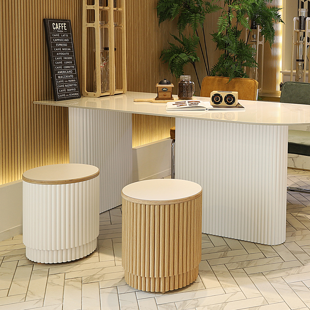 코이 HPL 라미네이트 원형 템바보드 스툴 의자 인테리어 화장대 보조 CL450