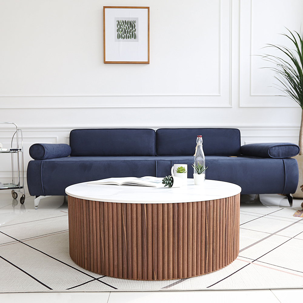 라리타 테라조 템바보드 원형 인테리어 거실 소파 테이블 900 CL427