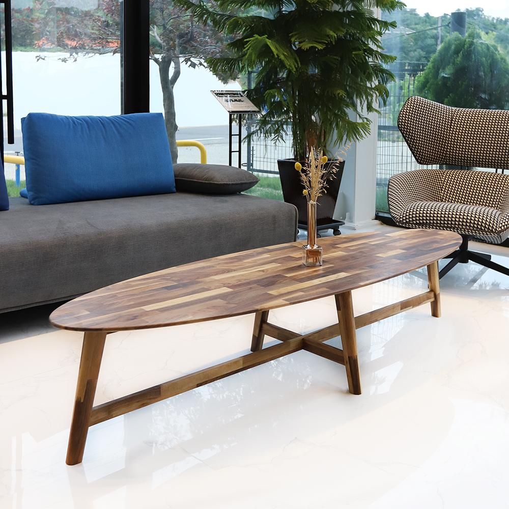 찰리 월넛 원목 타원형 인테리어 거실 소파 테이블 1800 CL306