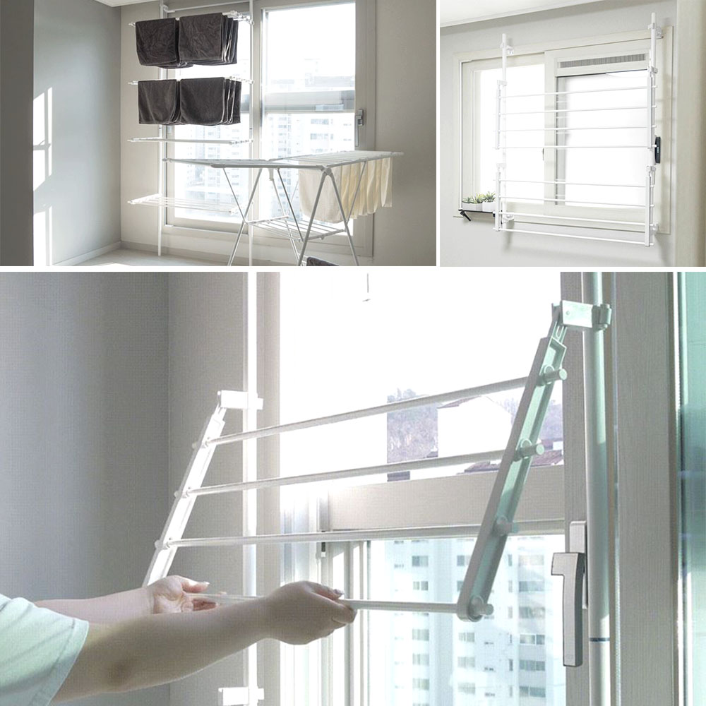 접이식 창틀 빨래건조대 베란다 천장 원룸 자취방 수건 양말 빨랫대 소형 대형 빨래걸이