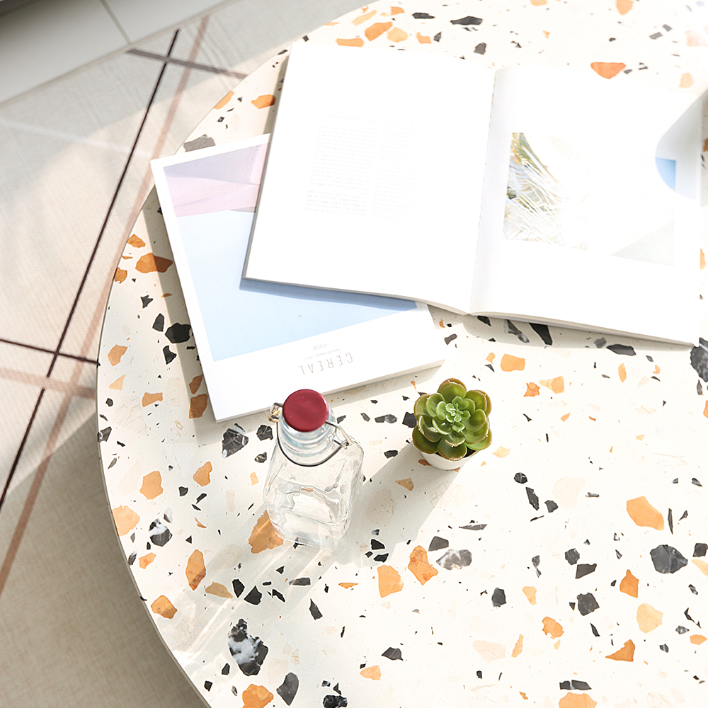 라리타 테라조 템바보드 원형 인테리어 거실 소파 테이블 900 CL427