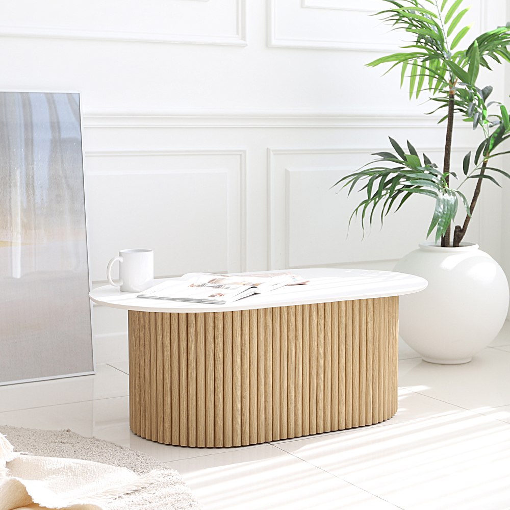 키몬 포세린 세라믹 템바보드 타원형 인테리어 거실 소파 테이블 1200 CL441