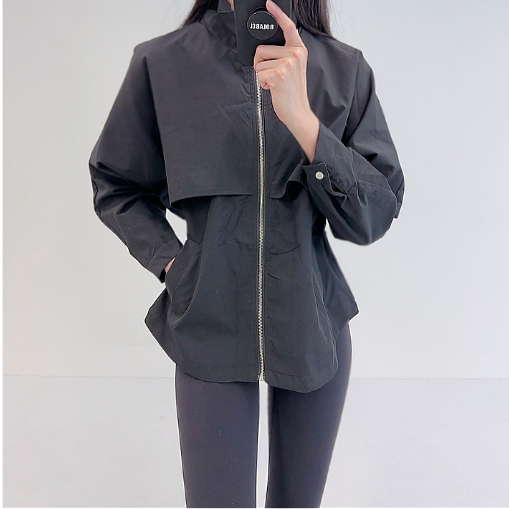 로라벨 코리 여성 바람막이 여자 아노락 루즈핏 등산 윈드 자켓 힙커버 스트링 야상