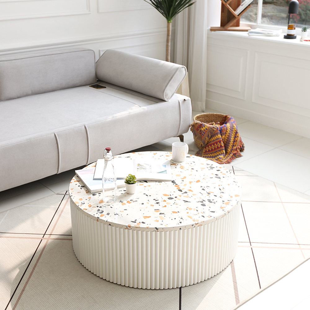 라리타 테라조 템바보드 원형 인테리어 거실 소파 테이블 900 CL427