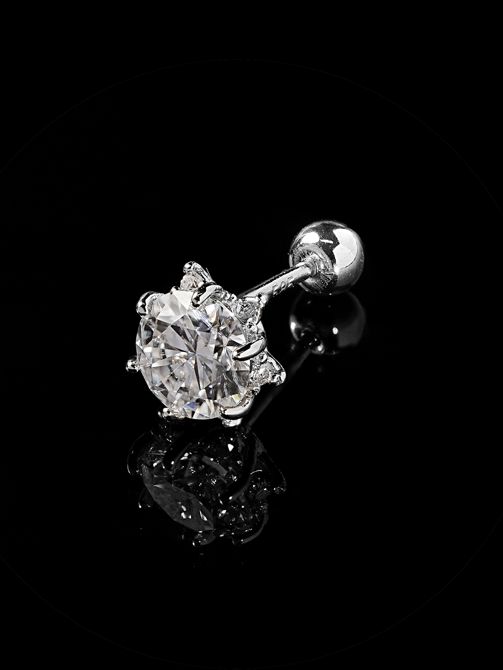 14K 모이사나이트 다이아 블라썸 피어싱 귀걸이