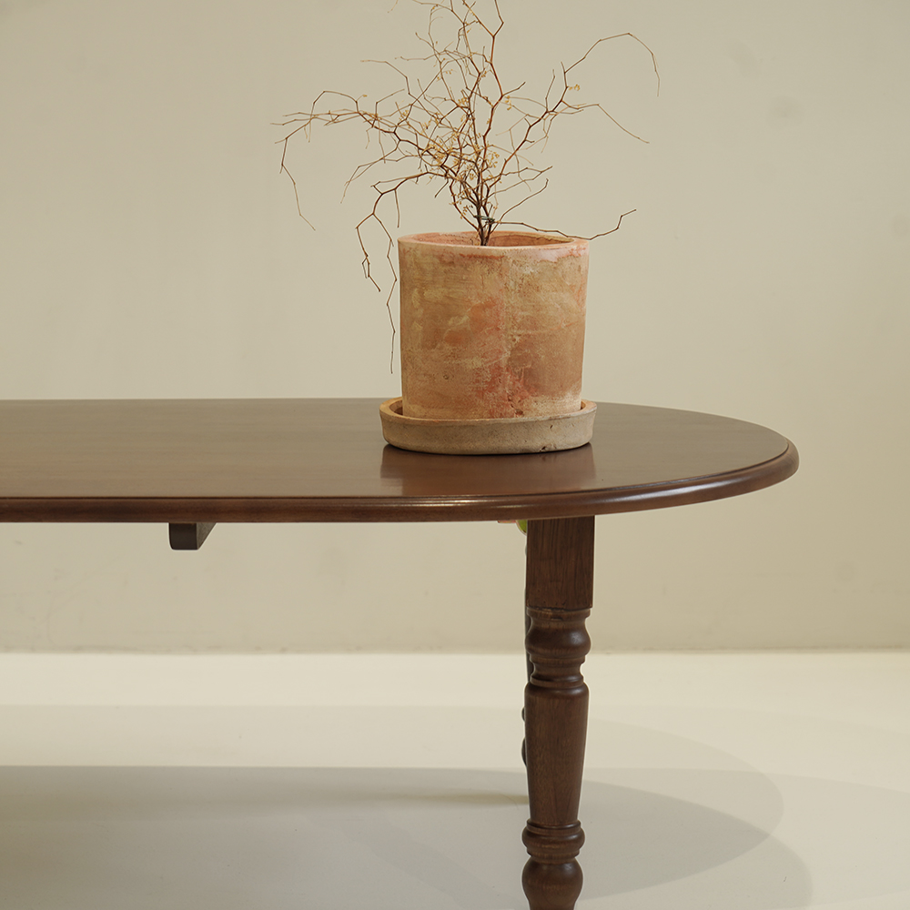 자야캠핑 코콜라 월넛 원목 타원형 소파 테이블 1200