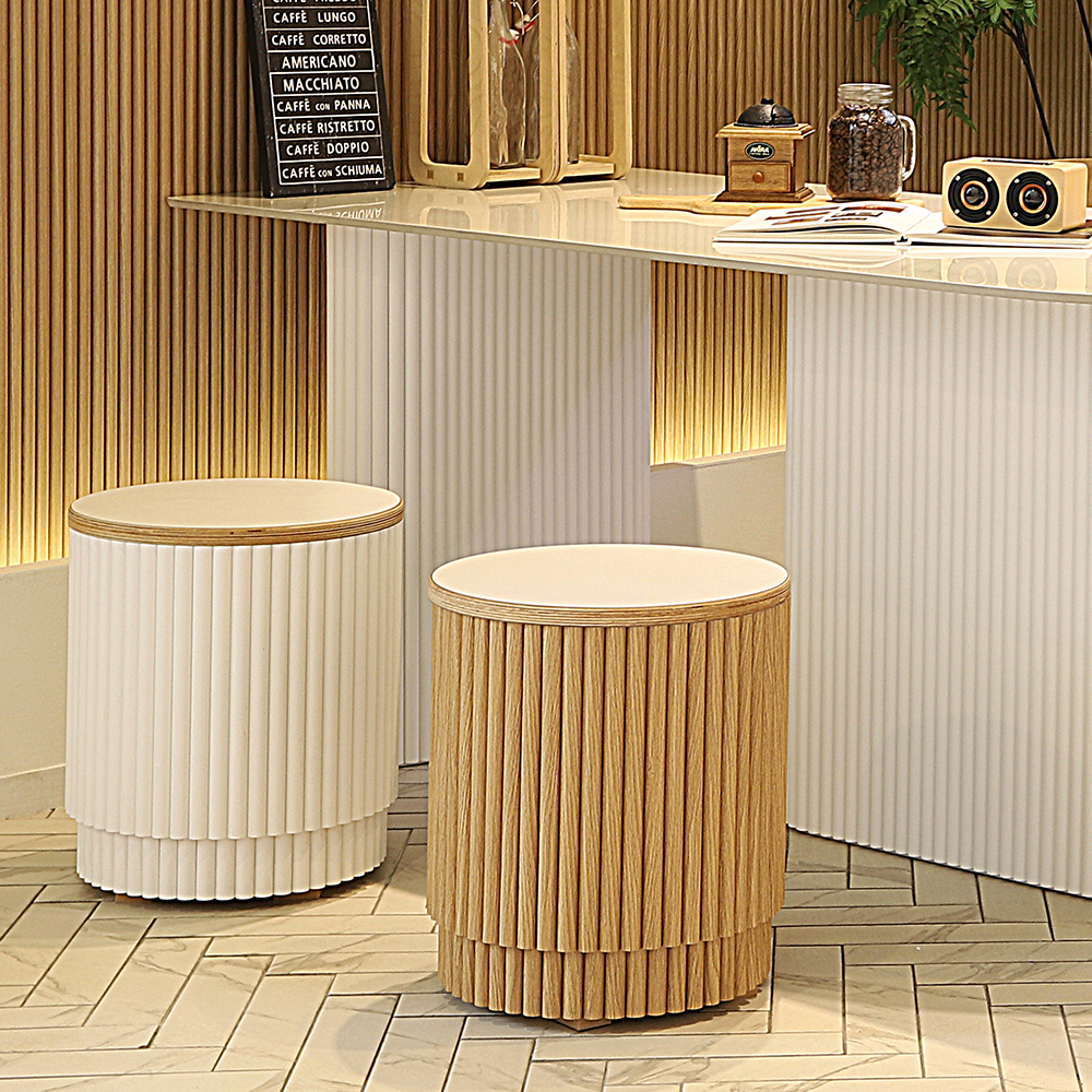 코이 HPL 라미네이트 원형 템바보드 스툴 의자 인테리어 화장대 보조 CL450