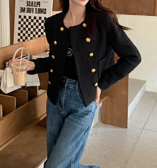 여자여자몰 착용편한 쉽게질리지않은 트위드수술재킷 파스텔컬러 봄데일리자켓 기본 이미지 4
