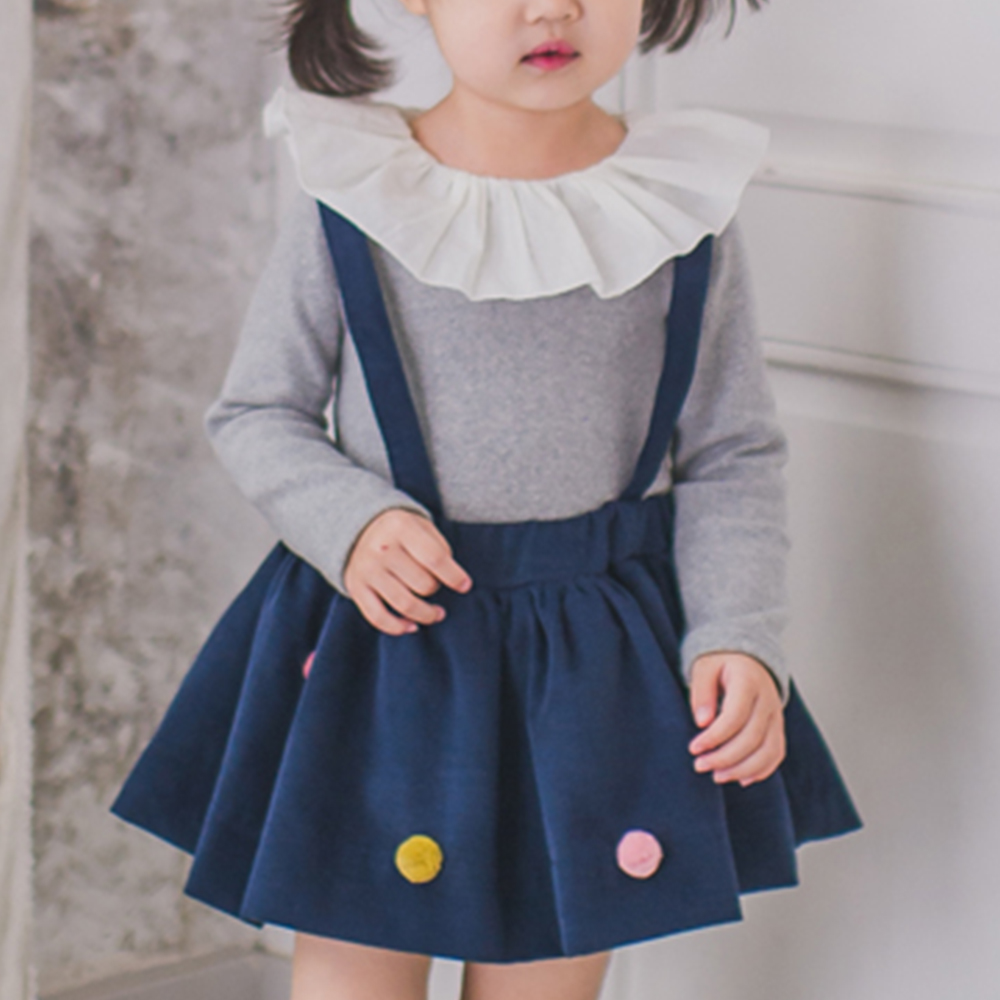 로라라운드 프릴 티셔츠 봄 가을 여아 아동 기본티 베이직 아이보리 그레이 면