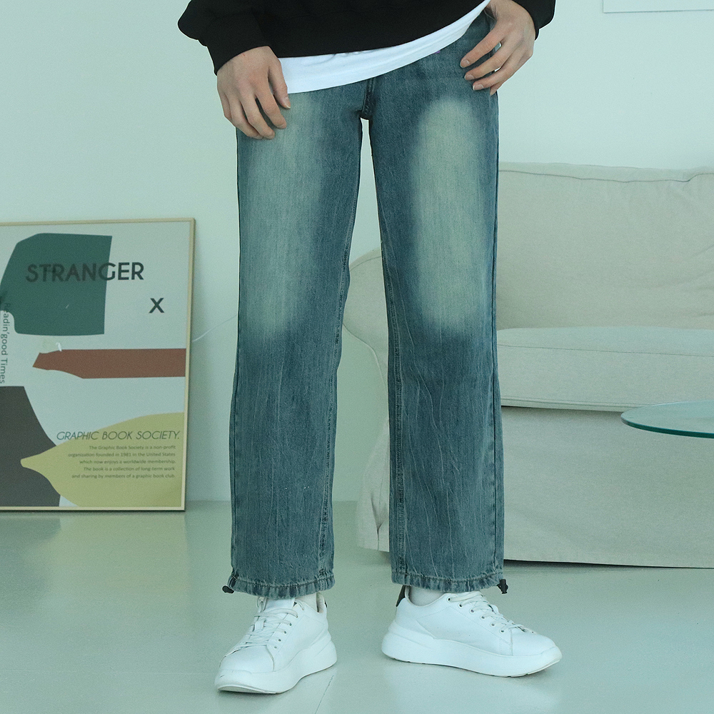 남자와이드청바지 빅사이즈 허벅돼 9부 10부 청바지 이미지 2