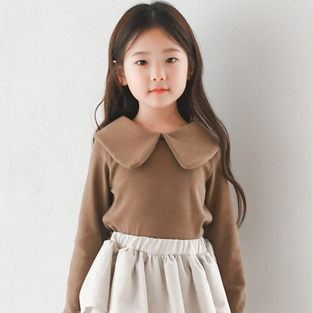 올슨 카라 프릴 티셔츠 봄 가을 겨울 아이보리 오트밀 브라운 아동 여아 유아